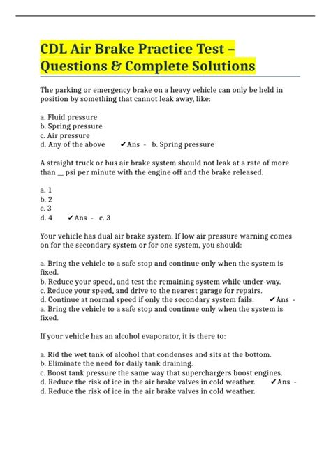 is the air brake test hard|air brake test flashcards.